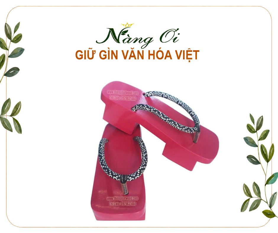 guốc gỗ màu hồng cánh sen